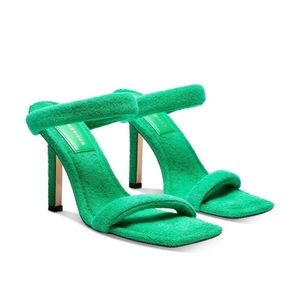 NWT Good American Green Terrycloth Heel size 91/2